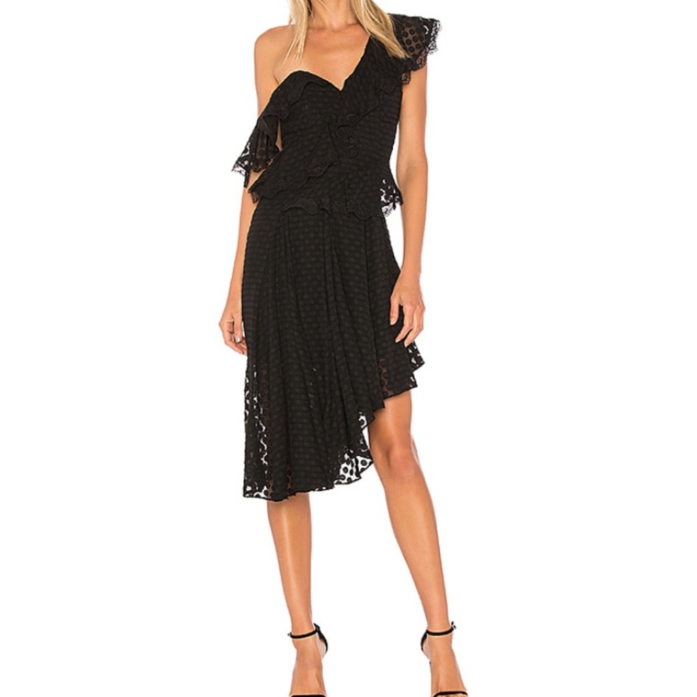 Bardot Señorita Layered One Shoulder Black Dress